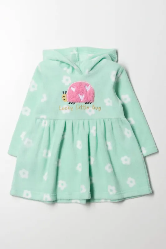 Fleece Hooded Dress Light Green sold by Ackermas