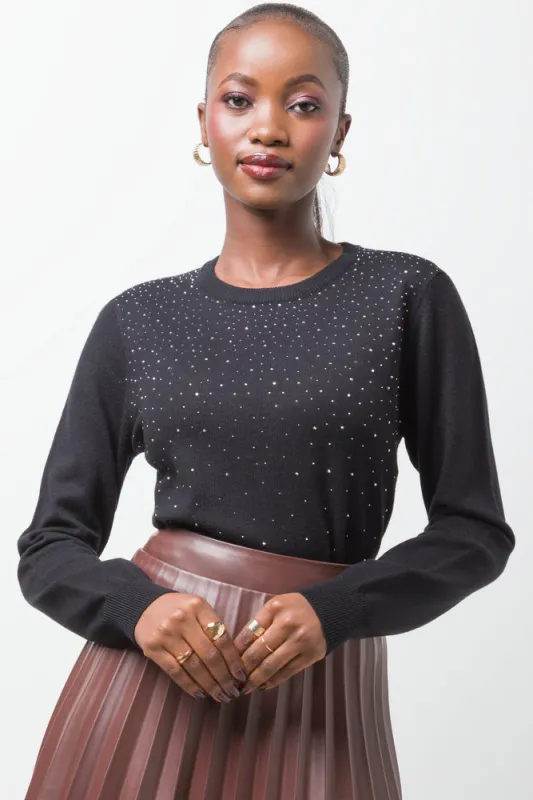 Embellished Long Sleeve Jersey Black sold by Ackermas