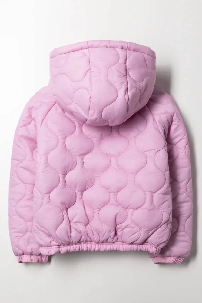 Zip Through Hooded Puffer Jacket Pink sold by Ackermas product image thumbnail 4