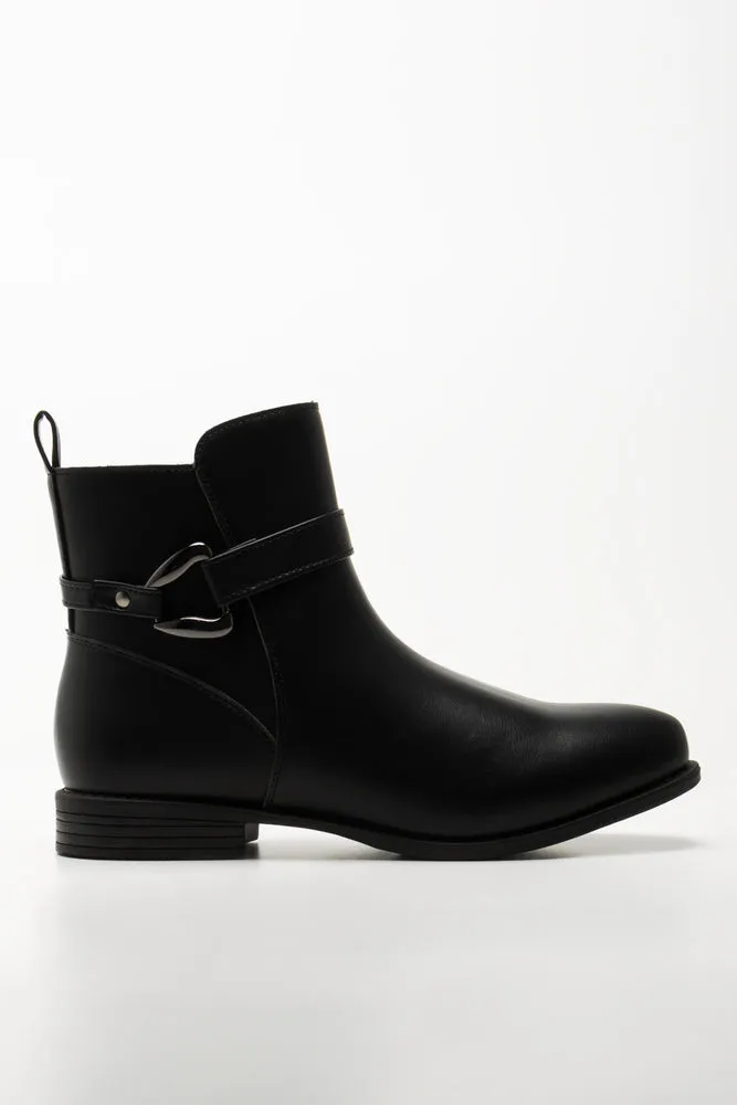 Buckle Ankle Boots Black sold by Ackermas