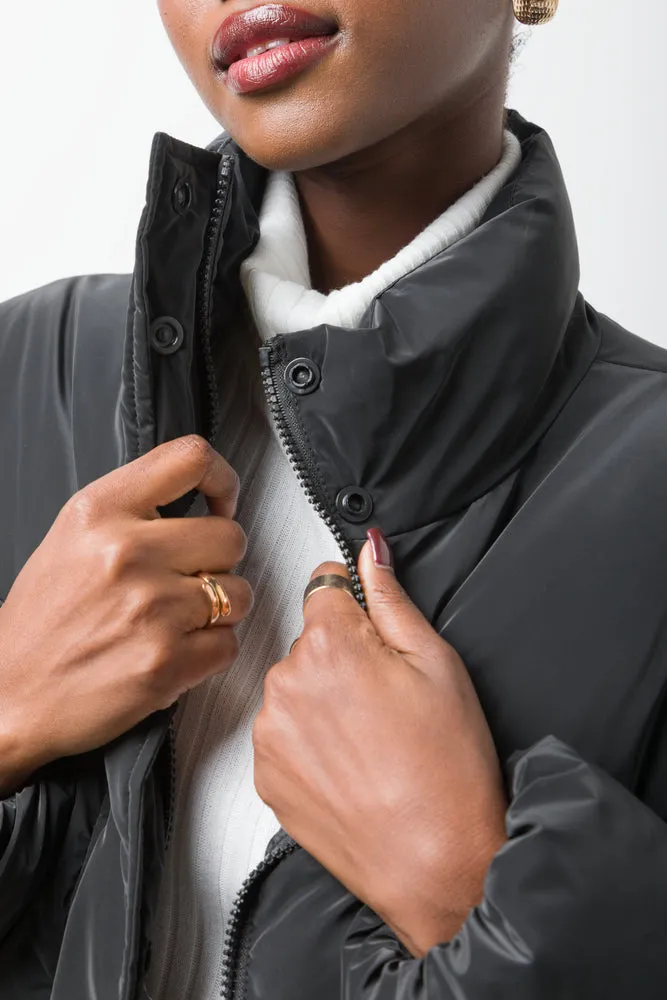 Coated Crop Puffer Jacket Black sold by Ackermas product image thumbnail 4