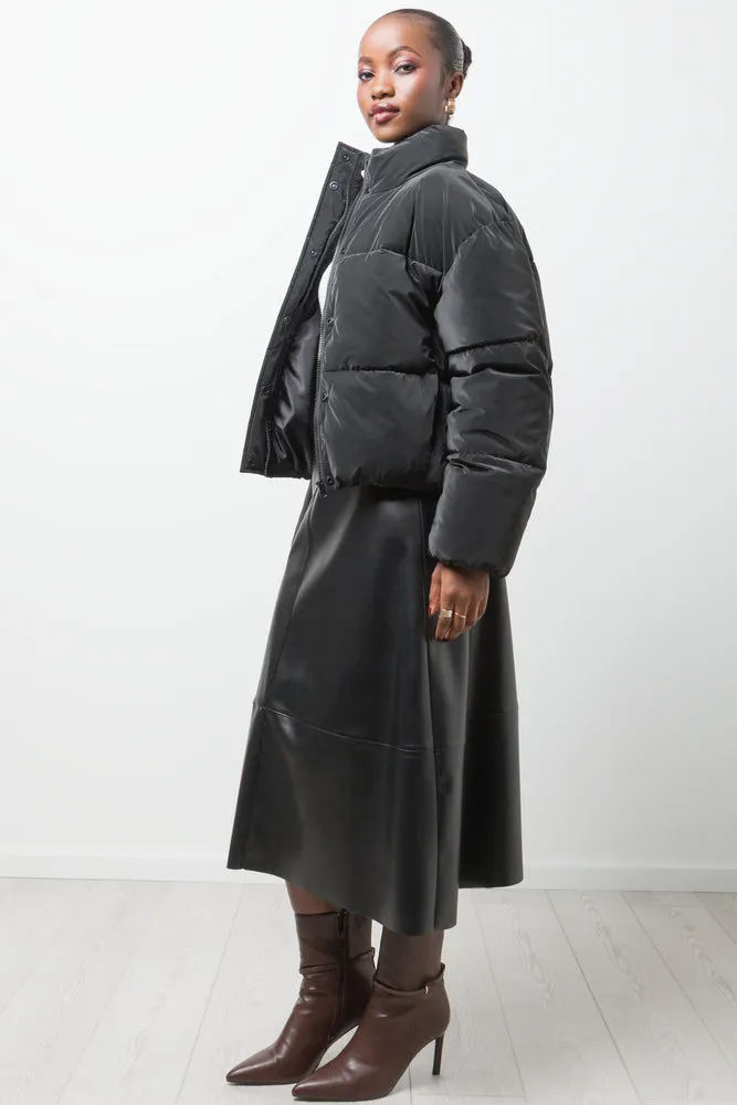 Coated Crop Puffer Jacket Black sold by Ackermas product image thumbnail 2