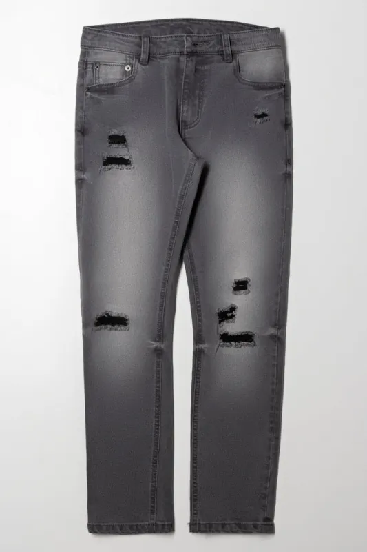 Ripped Denim Jeans Dark Grey sold by Ackermas