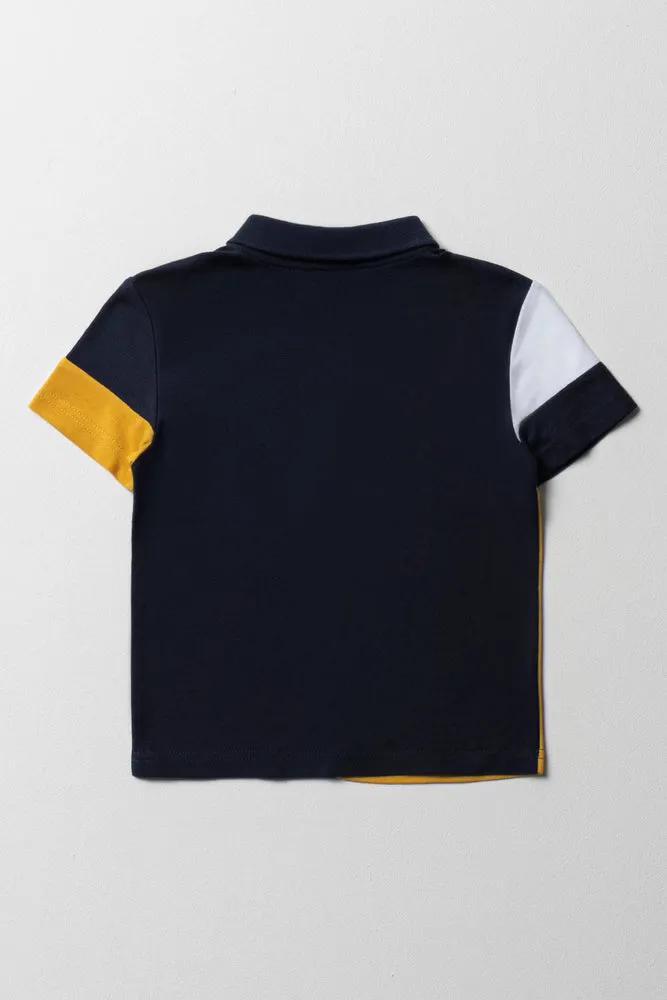 Colourblock Golfer Yellow And Navy sold by Ackermas product image thumbnail 3