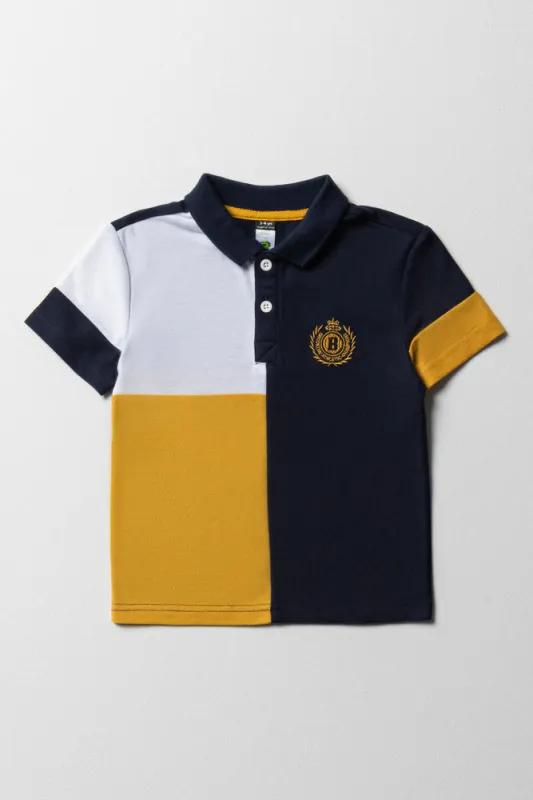 Colourblock Golfer Yellow And Navy sold by Ackermas