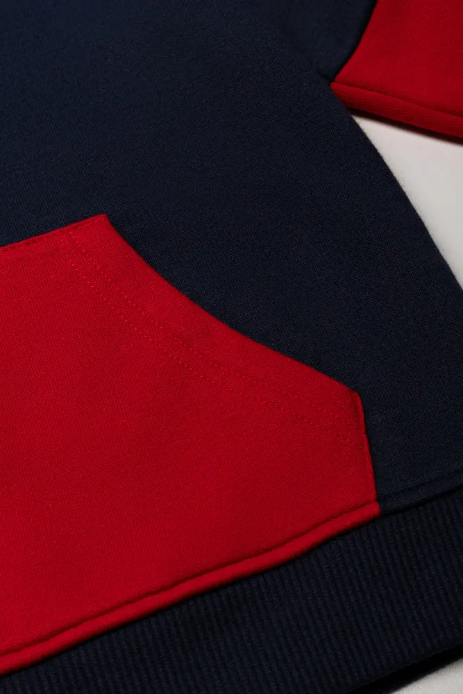Colourblock Hoodie Red And Navy sold by Ackermas product image thumbnail 2
