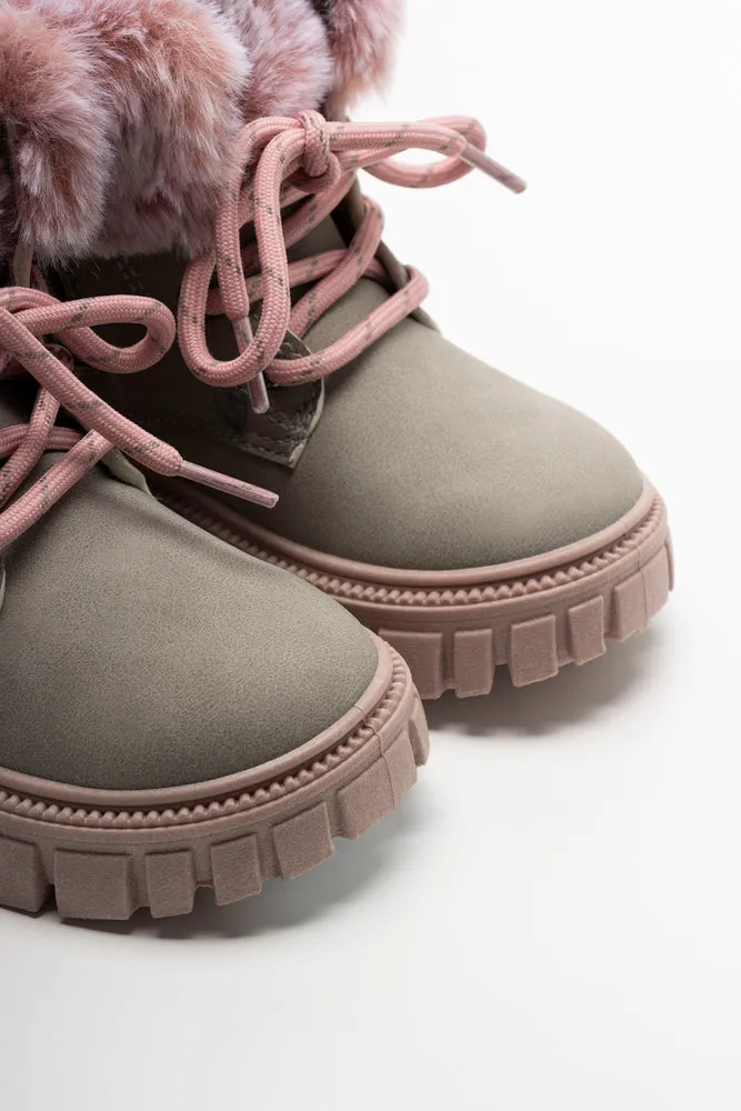 Lace Up Fur Boots Grey sold by Ackermas product image thumbnail 3