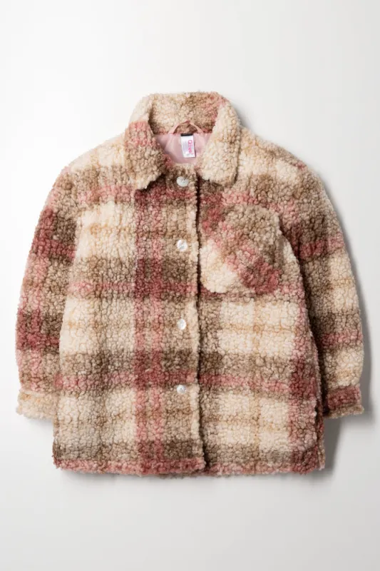 Check Borg Shacket Brown And Pink sold by Ackermas