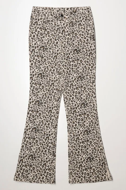 Leopard Flare Leg Denim Jeans Multi sold by Ackermas