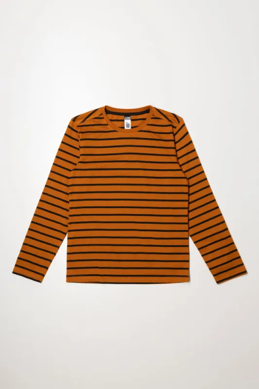 Stripe Long Sleeve T-Shirt Rust sold by Ackermas