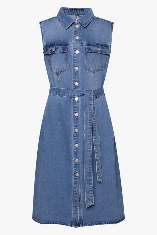 Sleeveless Denim Dress Light Blue sold by Ackermas