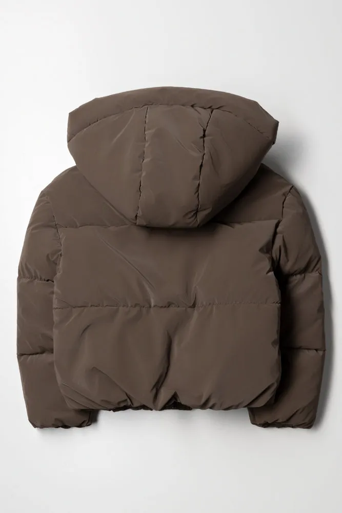 Hooded Puffer Jacket Brown sold by Ackermas product image thumbnail 3