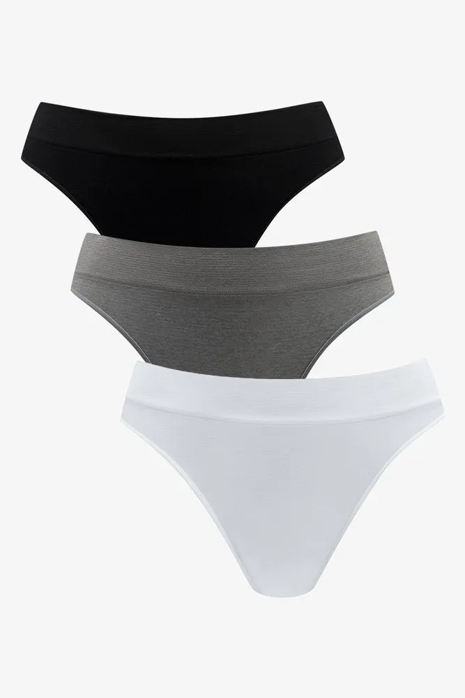3 Pack Seam-Free Thongs Black, Grey And White sold by Ackermas product image thumbnail 3