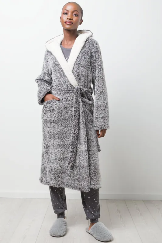 Hooded Sherpa Gown Grey sold by Ackermas