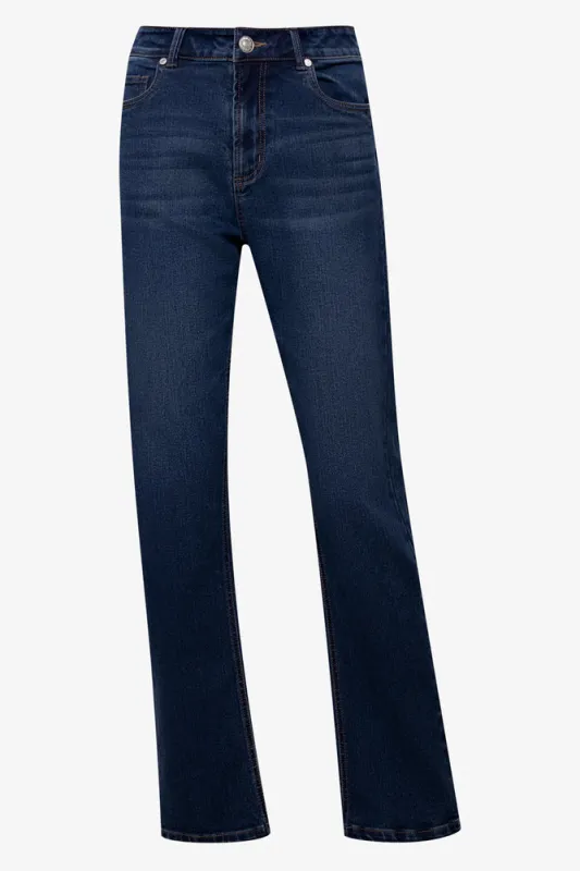 Slim Leg High Rise Denim Jeans Dark Blue sold by Ackermas