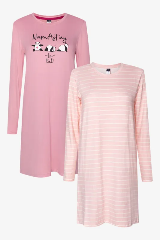 Namastay 2 Pack Sleepshirts Pink sold by Ackermas