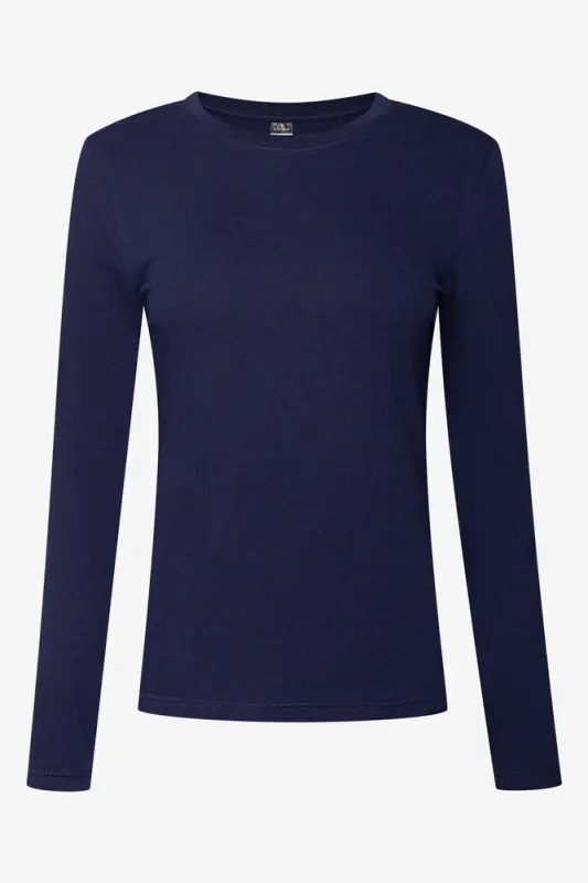 Long Sleeve Crew Neck T-Shirt Navy sold by Ackermas