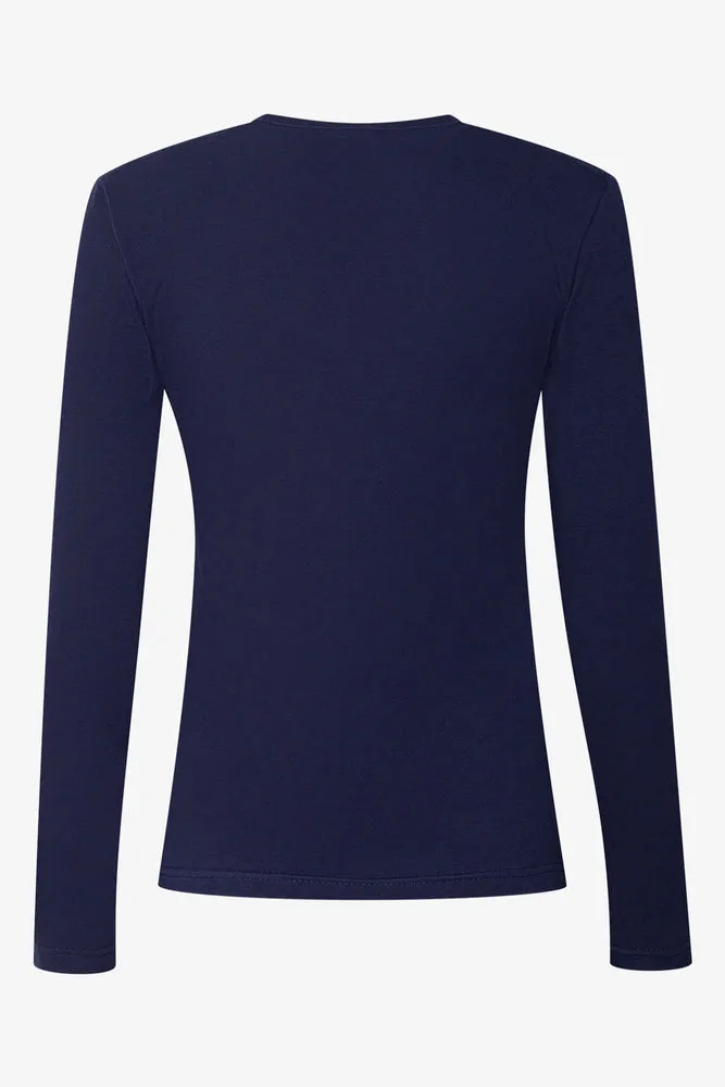 Long Sleeve Crew Neck T-Shirt Navy sold by Ackermas product image thumbnail 2