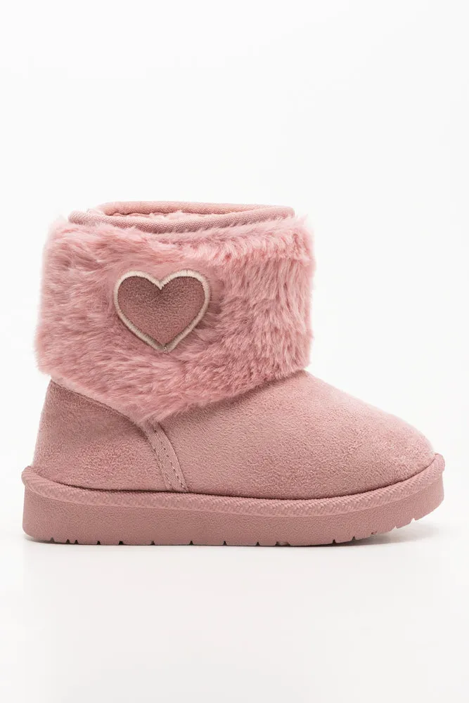 Heart Fur Comfort Boots Pink sold by Ackermas