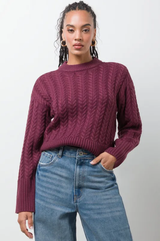 Cable Knit Jersey Burgundy sold by Ackermas