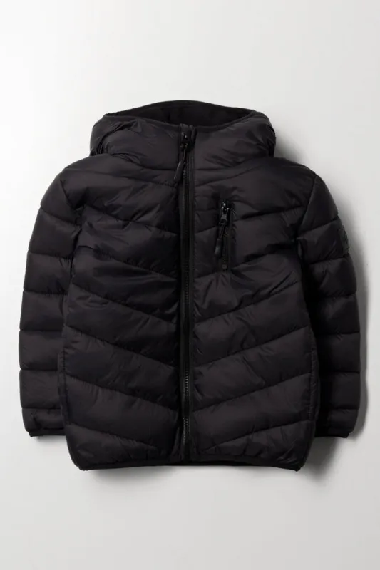 Basic Hooded Puffer Jacket Black sold by Ackermas
