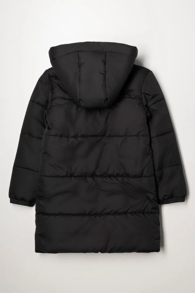 Hooded Long Puffer Jacket Black sold by Ackermas product image thumbnail 3