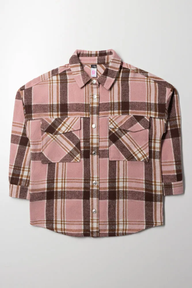 Check Long Sleeve Shirt Pink sold by Ackermas