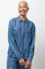 Denim Long Sleeve Shirt Blue sold by Ackermas