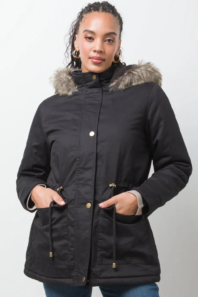 Parka Jacket With Fur Trim Black sold by Ackermas