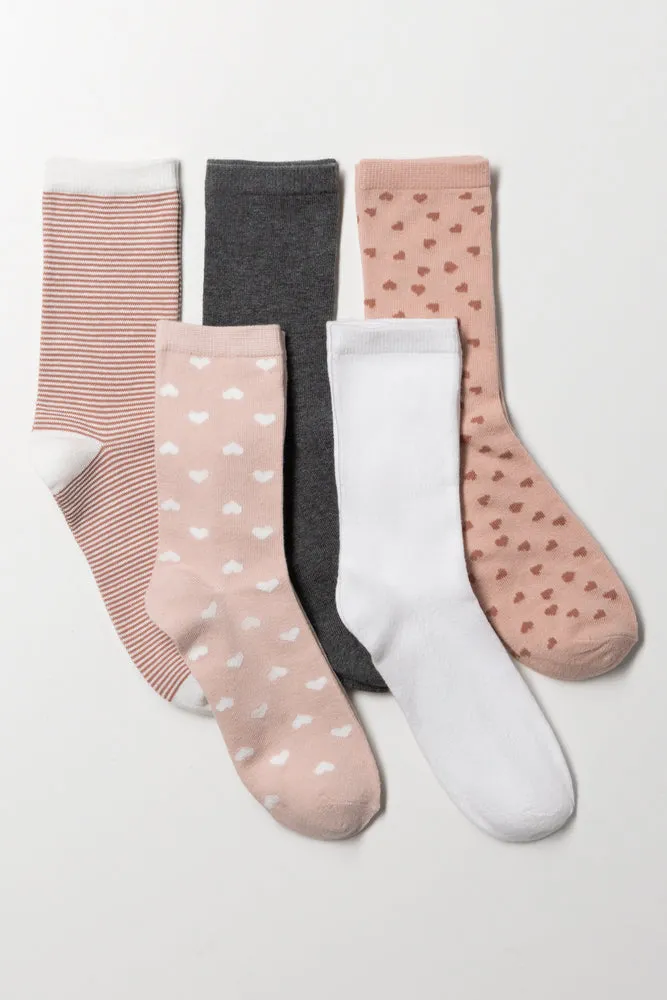5 Pack Socks Pink, Dark Grey And White sold by Ackermas
