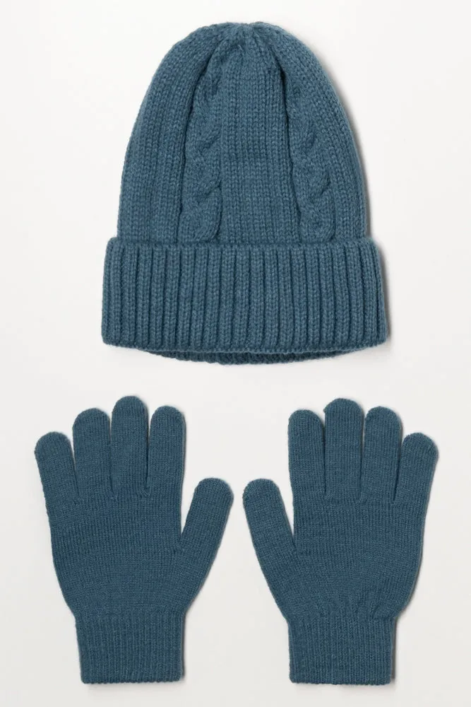 Beanie And Gloves Set Blue sold by Ackermas