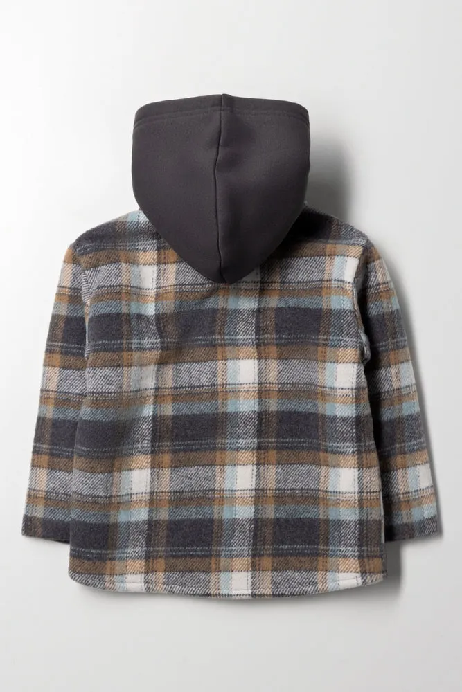 Hooded Check Shacket Grey And Blue sold by Ackermas product image thumbnail 4