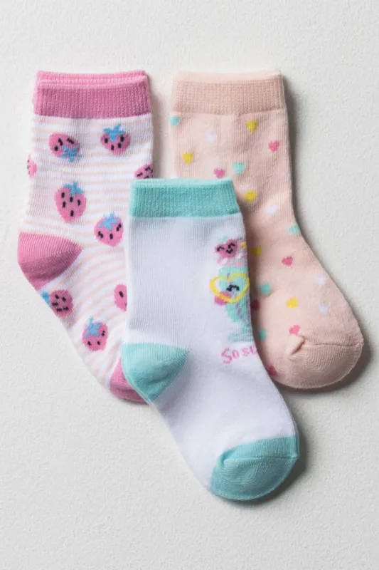 3 Pack Strawberry Ice Cream Socks Pink, Green And Peach sold by Ackermas