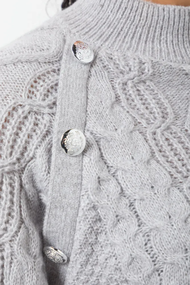 Buttoned Cable Knit Jersey Grey sold by Ackermas product image thumbnail 4