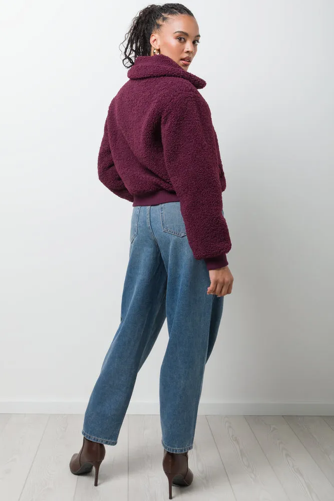 Borg Bomber Jacket Burgundy sold by Ackermas product image thumbnail 3