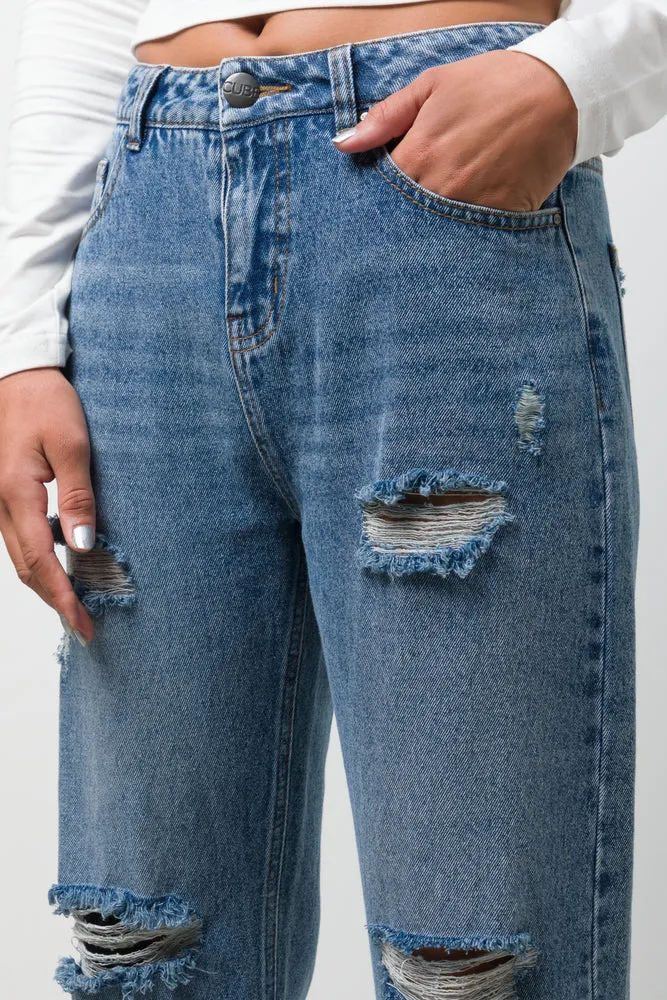 Rip And Repair Denim Jeans Light  Blue sold by Ackermas product image thumbnail 5