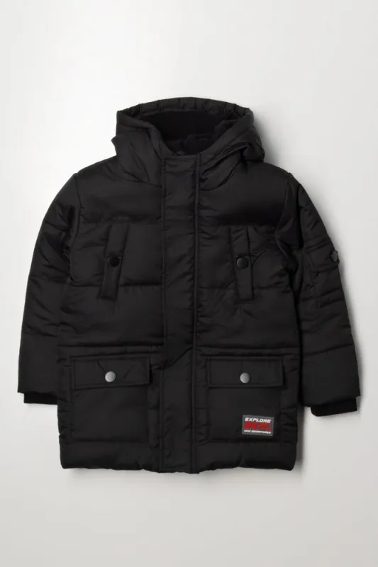 Hooded Puffer Jacket Black sold by Ackermas