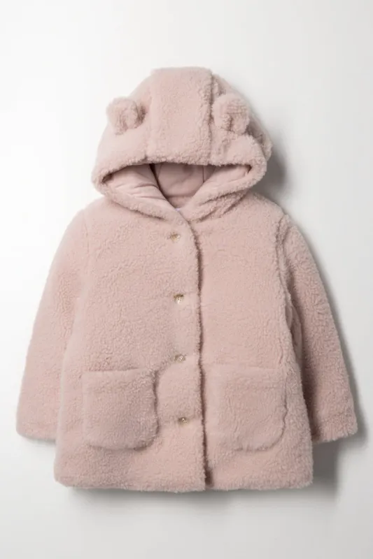 Hooded Button Through Coat Pink sold by Ackermas