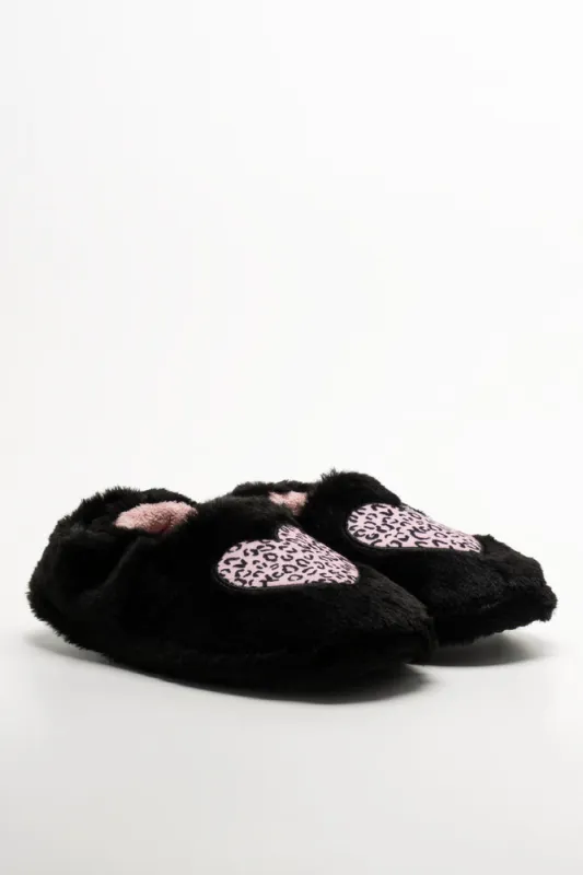 Animal Heart Slippers Black sold by Ackermas