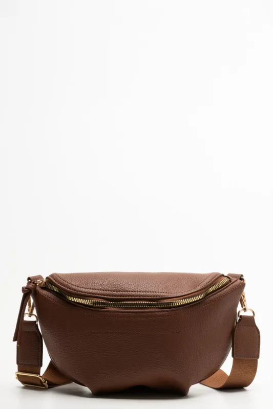 Crossbody Moon Bag Tan sold by Ackermas