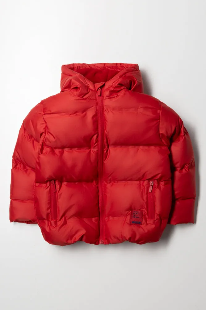 Hooded Puffer Jacket Red sold by Ackermas