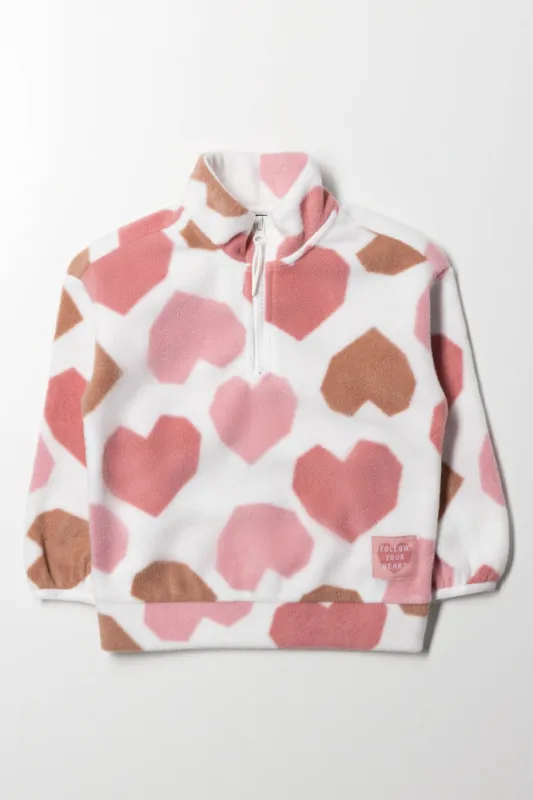 Heart Polar Fleece Tracktop Pink sold by Ackermas