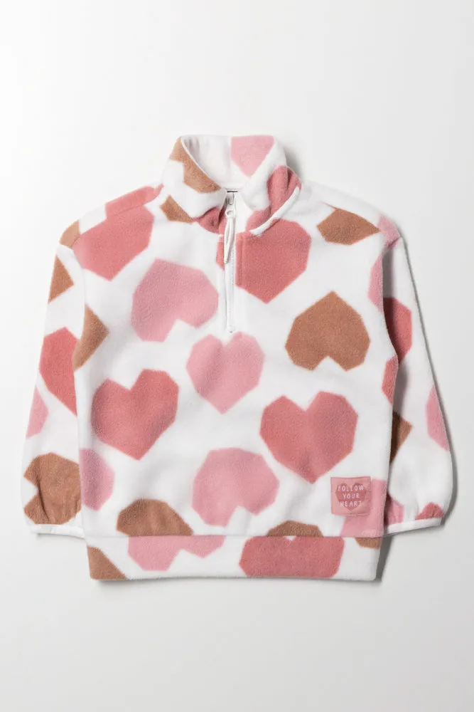 Heart Polar Fleece Tracktop Pink sold by Ackermas