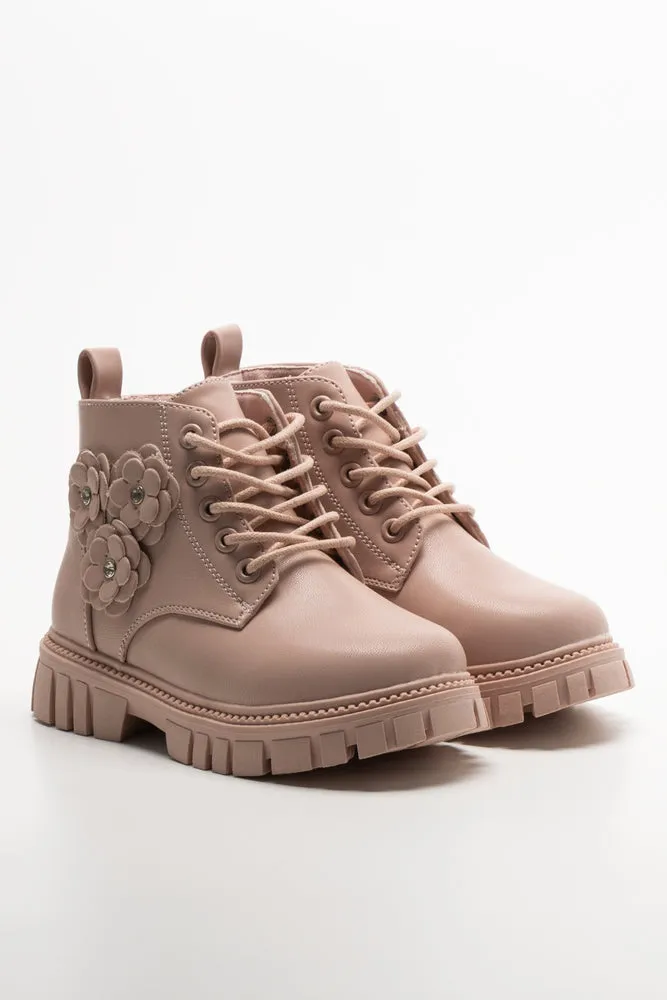 Daisy Lace Up Boots Dusty Pink sold by Ackermas