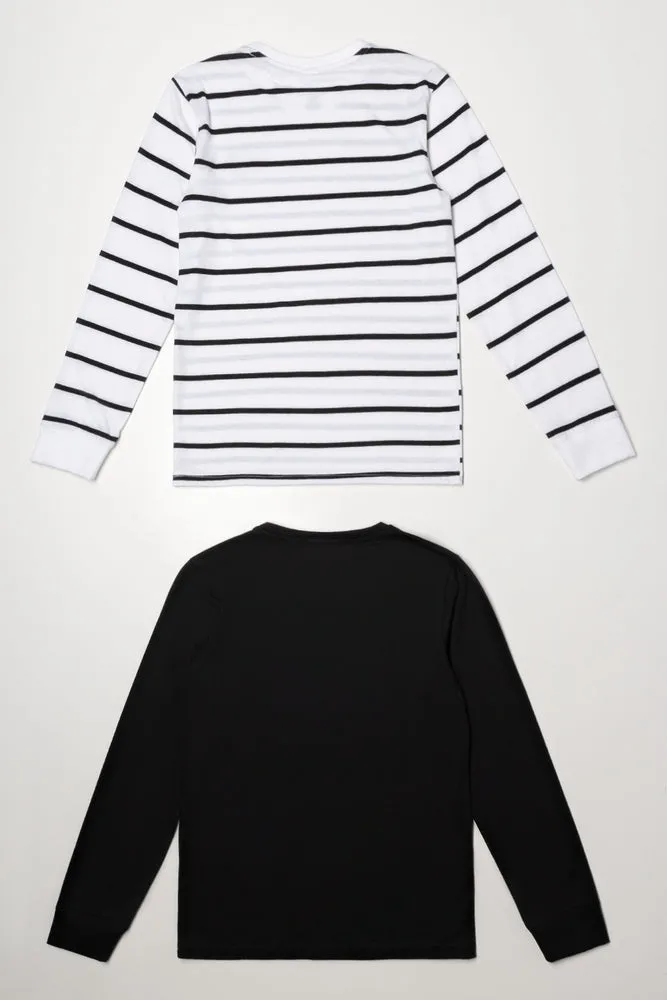 2 Pack Stripe Long Sleeve T-Shirts Black And White sold by Ackermas product image thumbnail 3