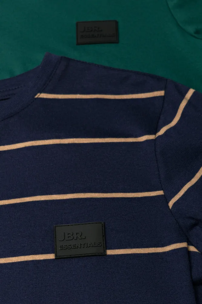 2 Pack Stripe Long Sleeve T-Shirts Navy And Dark Green sold by Ackermas product image thumbnail 2