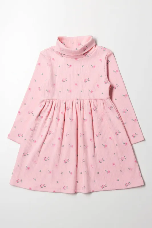 Floral Poloneck Dress Pink sold by Ackermas