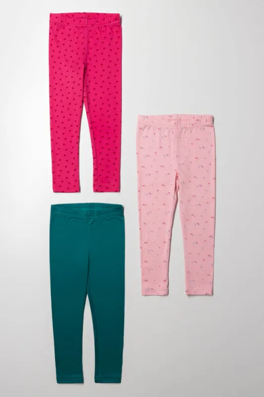 3 Pack Floral Leggings Pink And Teal sold by Ackermas