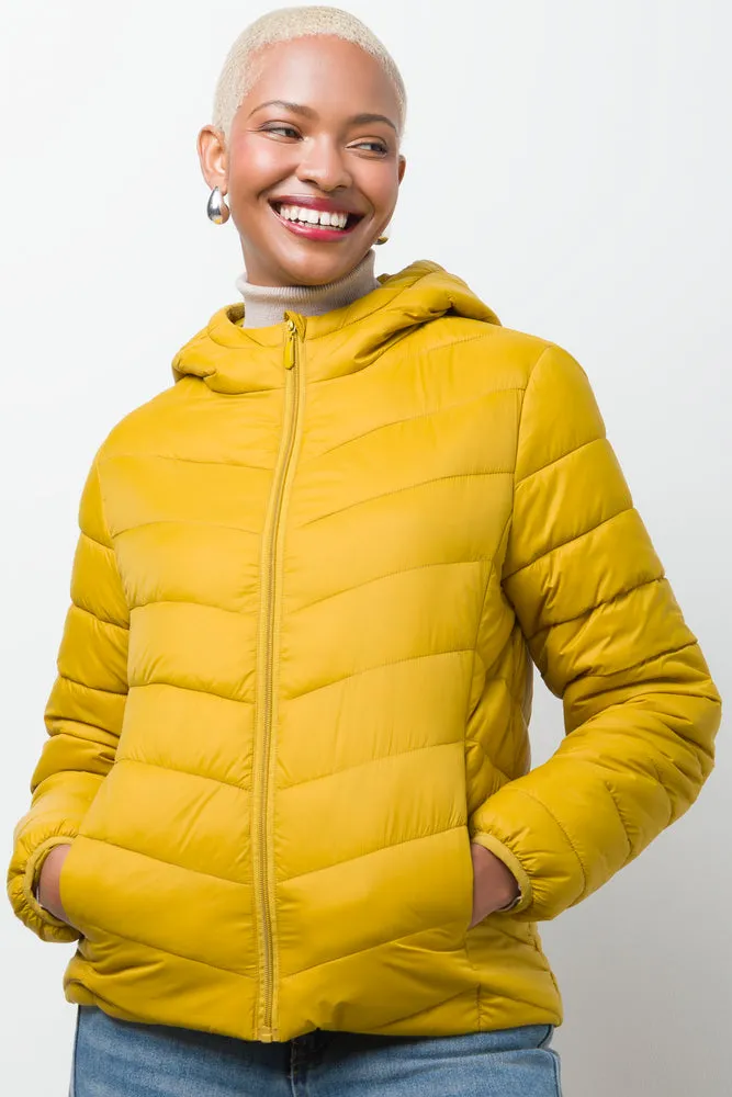 Hooded Puffer Jacket Yellow sold by Ackermas