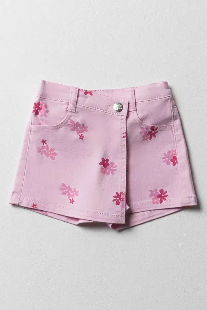 Floral Denim Skorts Pink sold by Ackermas